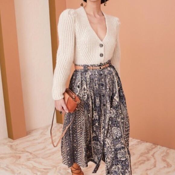 Ulla Johnson Alpaca Blend Chunky Knit Cardigan Sweater Women Sz Medium Cream EUC - Picture 2 of 16